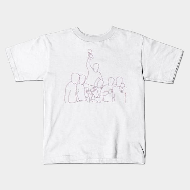 England 1996 World Cup Minimalist Line Art Kids T-Shirt by NostalgiaUltra